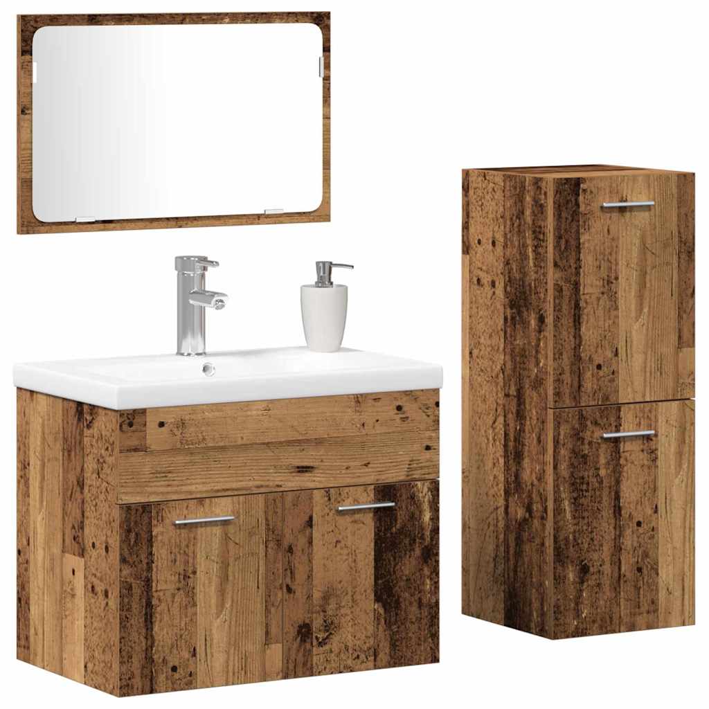 Set di mobili per il bagno 4 pcs Marrone Legno multistrato