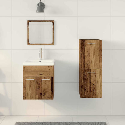 Set di mobili per il bagno con porta 4 pcs Legno vecchio