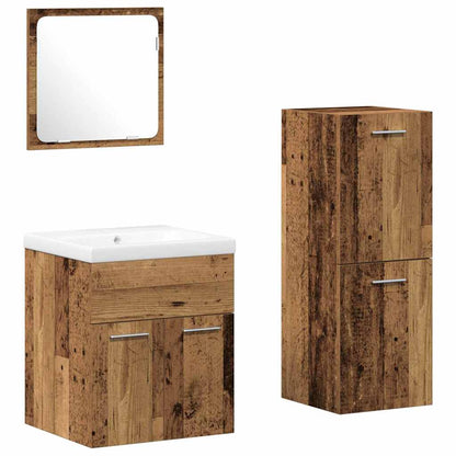 Set di mobili per il bagno con porta 4 pcs Legno vecchio