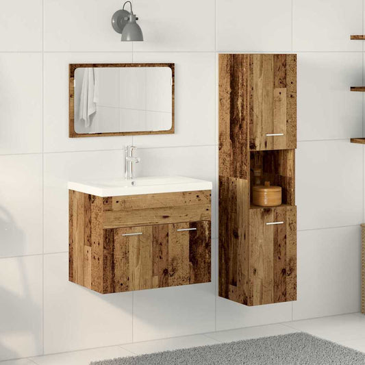 Set di mobili per il bagno 4 pcs Marrone Legno multistrato | homemem39