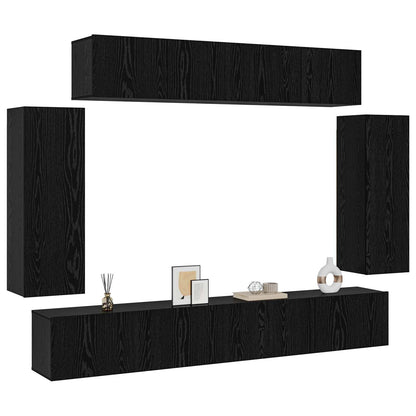 Set mobile TV 6 pcs Rovere Nero 100 x 30 x 30 cm