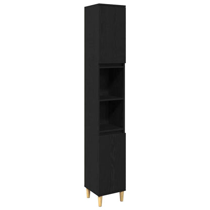 Set di mobili per il bagno 3 pcs Nero Legno multistrato | homemem39
