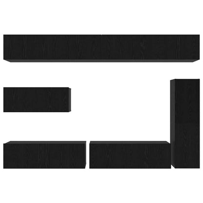 Set mobile TV 7 pcs Rovere nero 30.5 x 30 x 110 cm