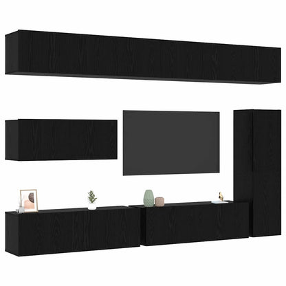 Set mobile TV 7 pcs Rovere nero 30.5 x 30 x 110 cm
