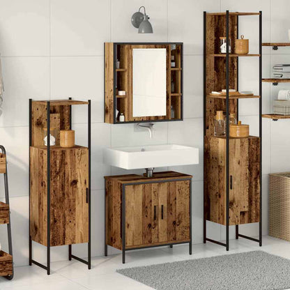 Set di mobili per il bagno 4 pcs Marrone 33 x 33 x 185.5 cm