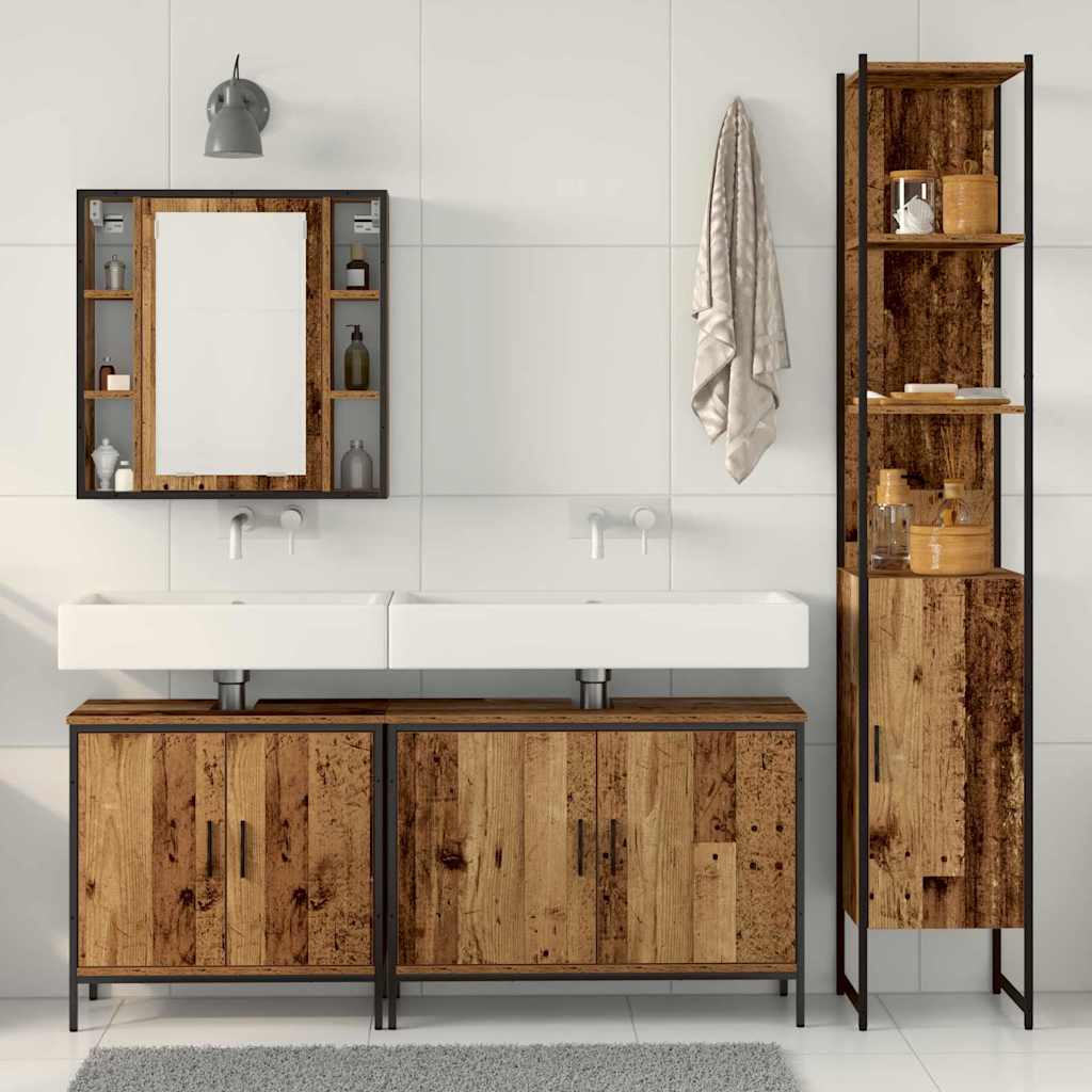 Set di mobili per il bagno 4 pcs Marrone Legno multistrato