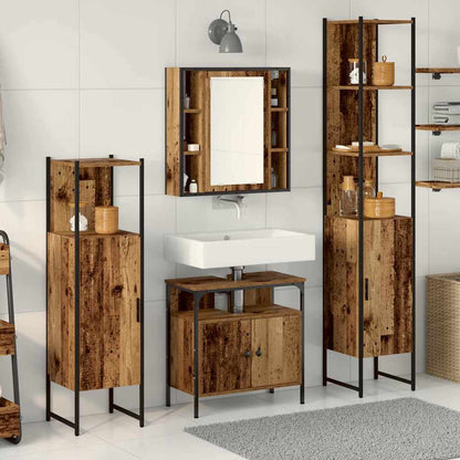 Set di mobili per il bagno 4 pcs Legno vecchio Legno, Metallo