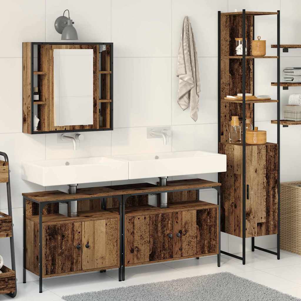 Set di Armadi da Bagno 4 pcs Legno vecchio Legno multistrato