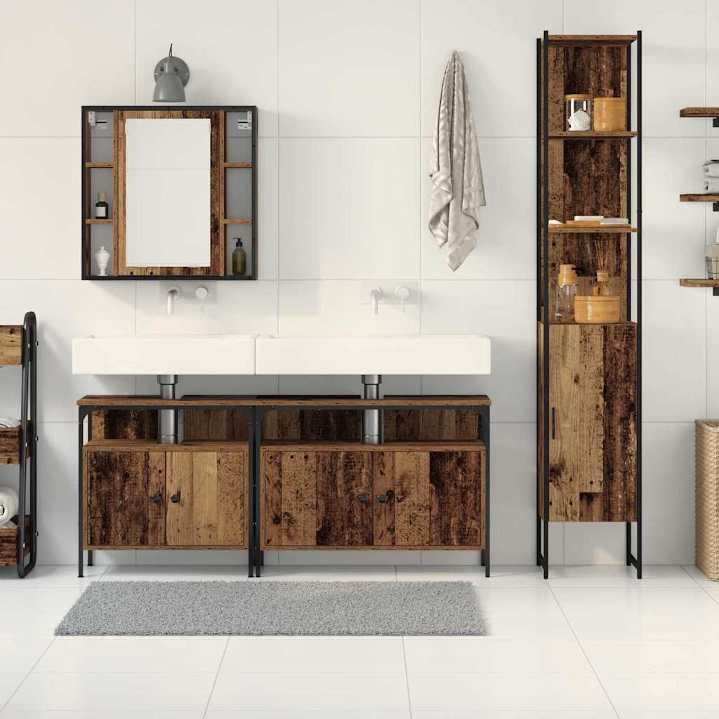 Set di Armadi da Bagno 4 pcs Legno vecchio Legno multistrato