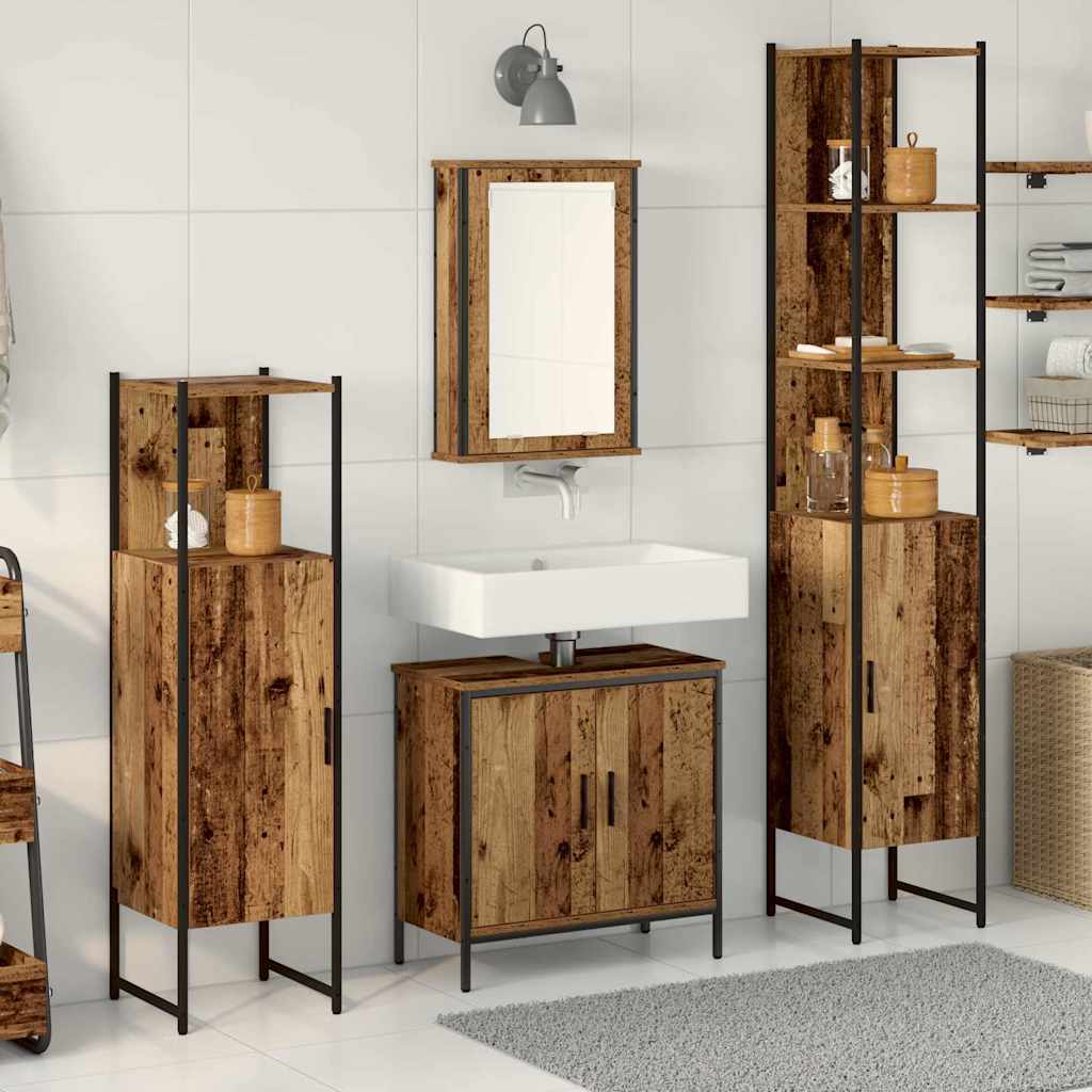 Set di mobili per il bagno 4 pcs Marrone Legno multistrato | homemem39