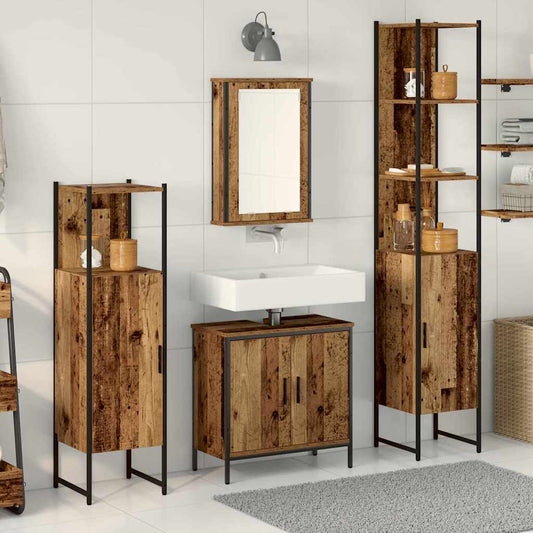 Set di mobili per il bagno 4 pcs Marrone Legno multistrato | homemem39