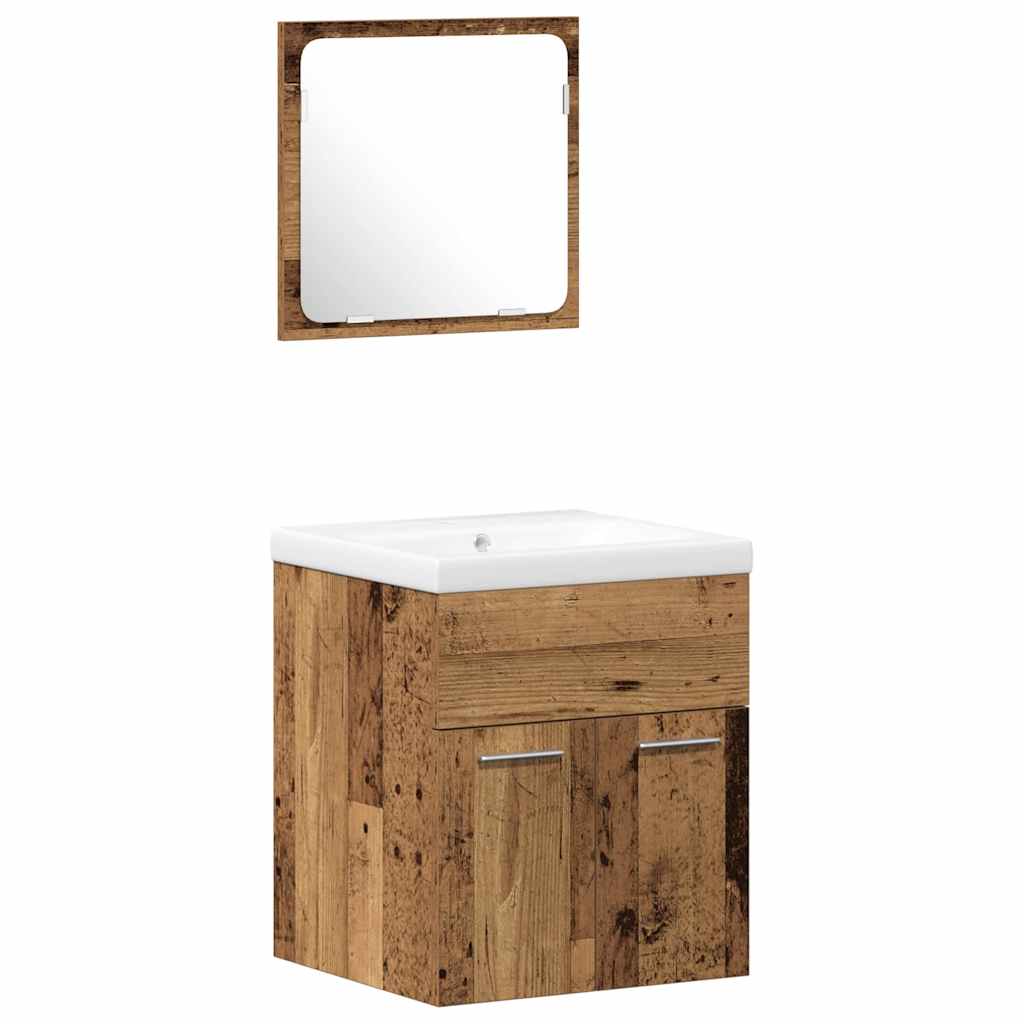 Set di mobili per il bagno con lo scaffale 5 pcs Legno vecchio