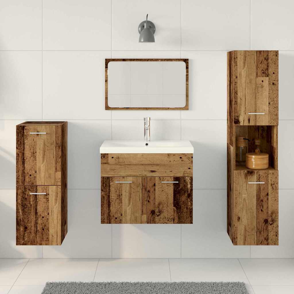 Set di mobili per il bagno con porta 4 pcs Legno vecchio