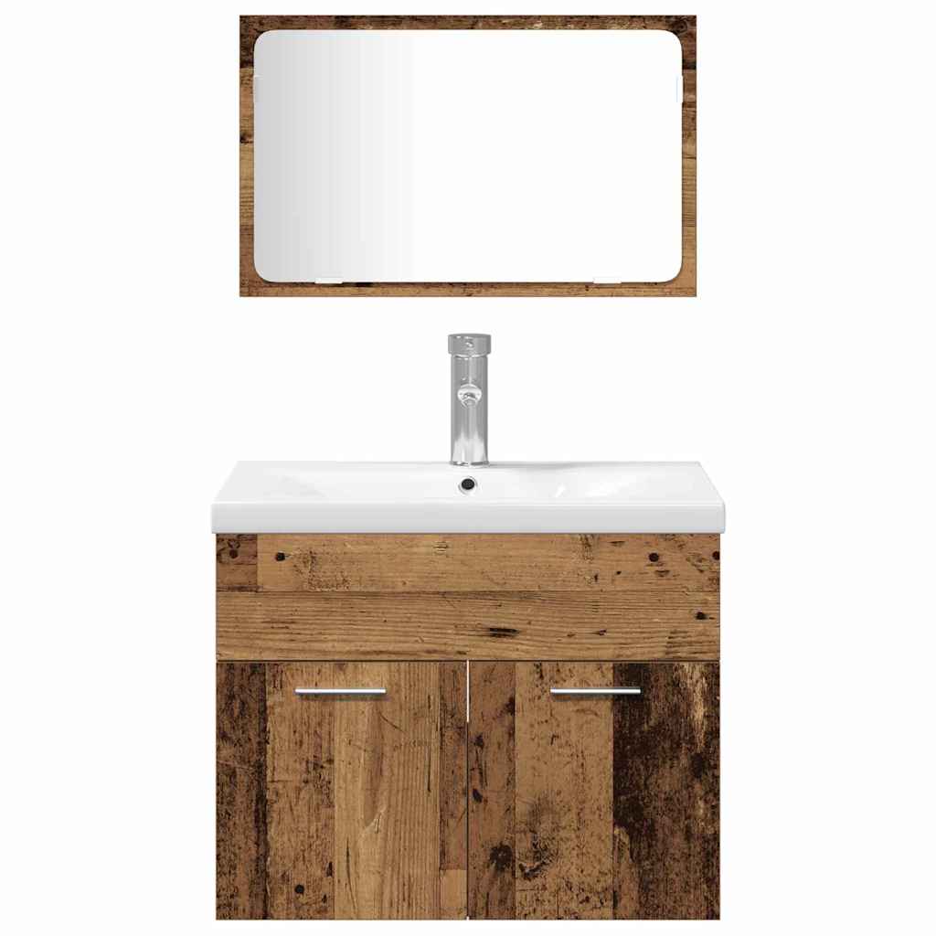 Set di mobili per il bagno con porta 4 pcs Legno vecchio