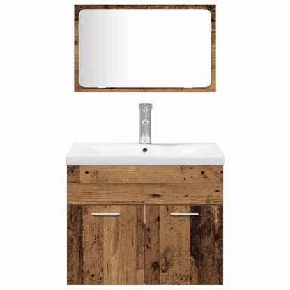 Set di mobili per il bagno con porta 4 pcs Legno vecchio