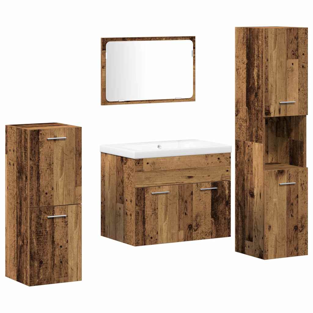 Set di mobili per il bagno 5 pcs Marrone Legno multistrato