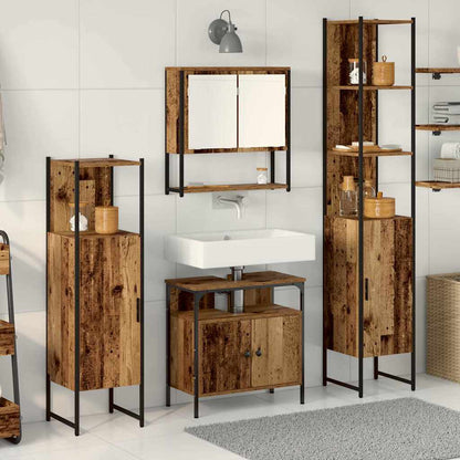 Set di mobili per il bagno con lo scaffale 4 pcs Legno vecchio | homemem39