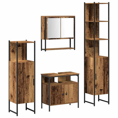 Set di mobili per il bagno con lo scaffale 4 pcs Legno vecchio | homemem39