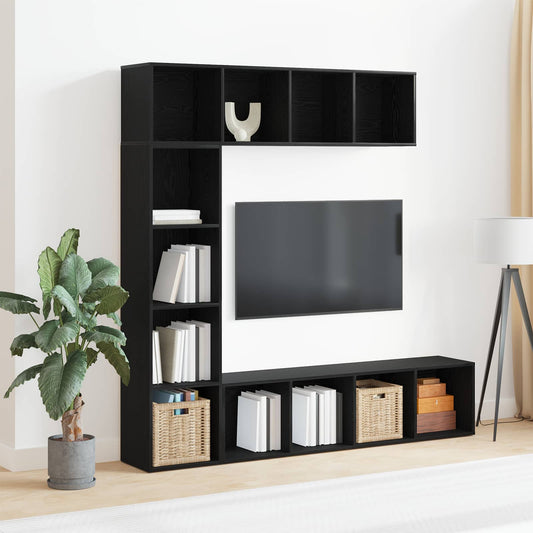Libreria 3 pcs Rovere Nero 36 x 30 x 143 cm Legno multistrato