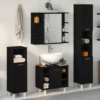 Set di mobili per il bagno 4 pcs Nero 30 x 30 x 179,5 cm | homemem39