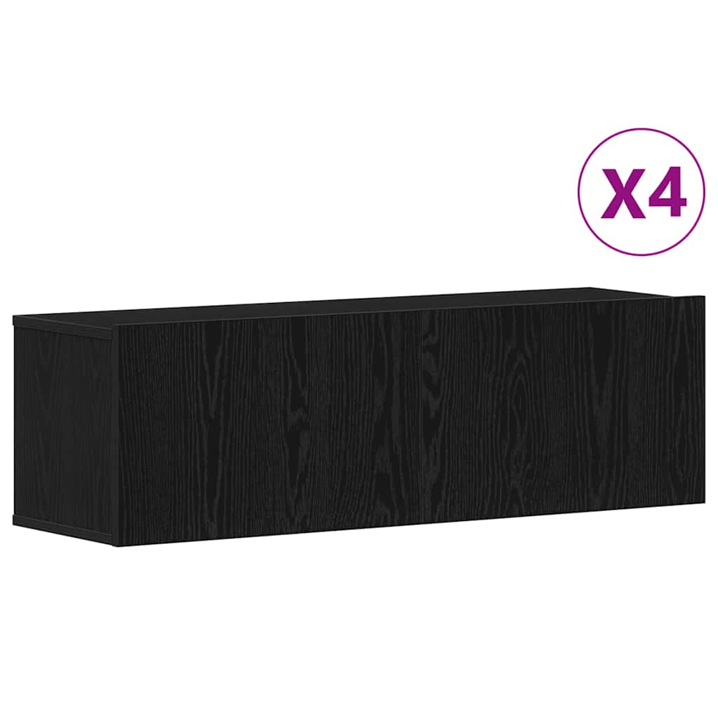 Set mobile TV 4 pcs Rovere nero 100 x 30 x 30 cm