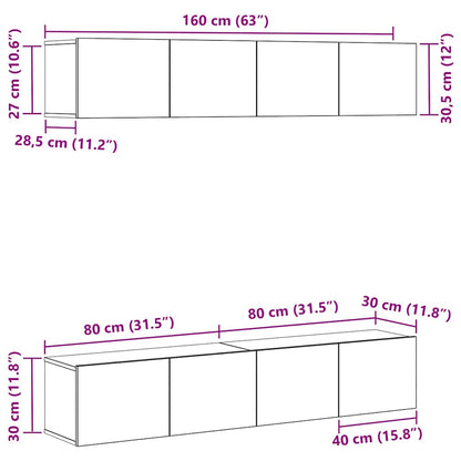 Set mobile TV 4 pcs Rovere nero 80 x 30 x 30 cm