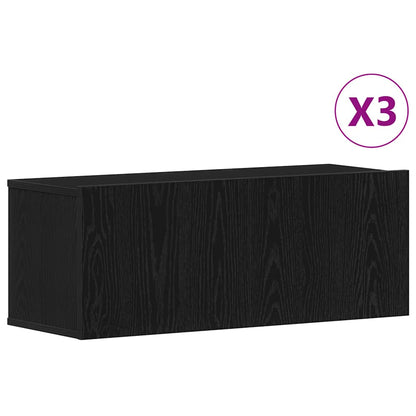 Set mobile TV 3 pcs Rovere nero 80 x 30 x 30 cm