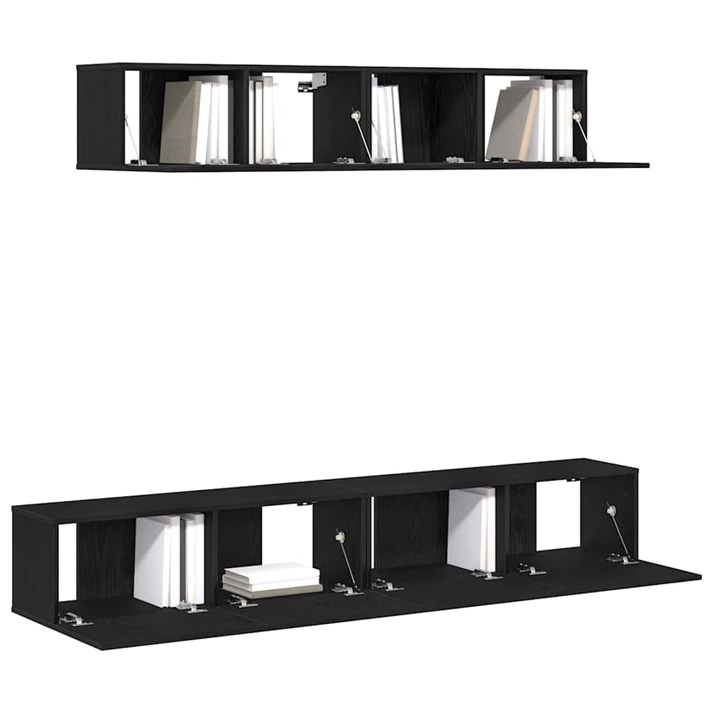 Set mobile TV 4 pcs Rovere nero 100 x 30 x 30 cm