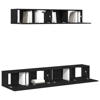 Set mobile TV 4 pcs Rovere nero 100 x 30 x 30 cm