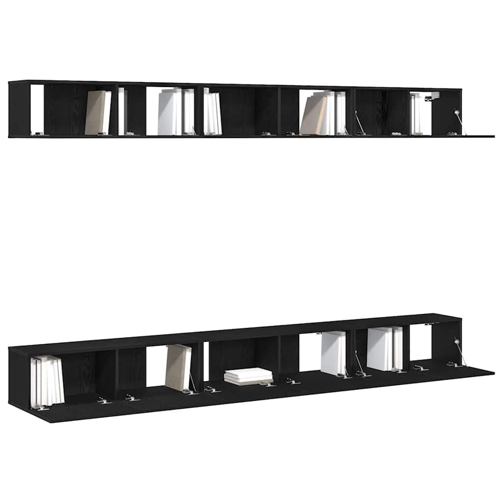 Set mobile TV 6 pcs Rovere nero 100 x 30 x 30 cm