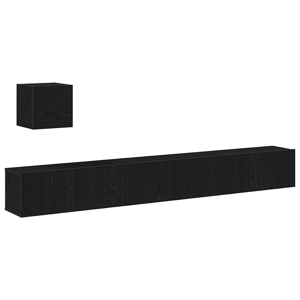 Set mobile TV 4 pcs Rovere nero 80 x 30 x 30 cm