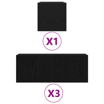 Set mobile TV 4 pcs Rovere nero 80 x 30 x 30 cm