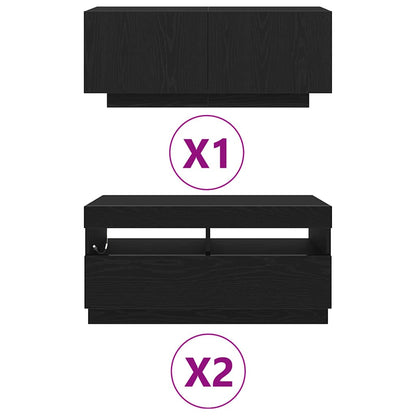 Mobile TV 3 pcs Nero 260 x 35 x 40 cm Legno multistrato