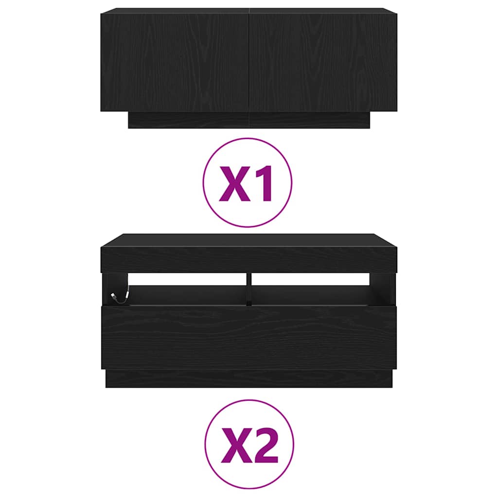 Mobile TV 3 pcs Nero 260 x 35 x 40 cm Legno multistrato