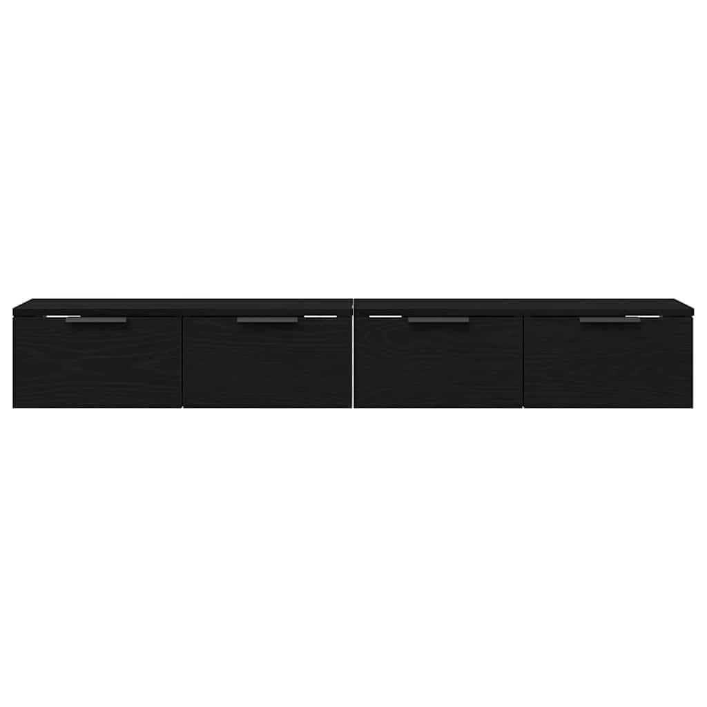 Mobile a muro con cassetto 2 pcs Rovere Nero 68 x 30 x 20 cm | homemem39