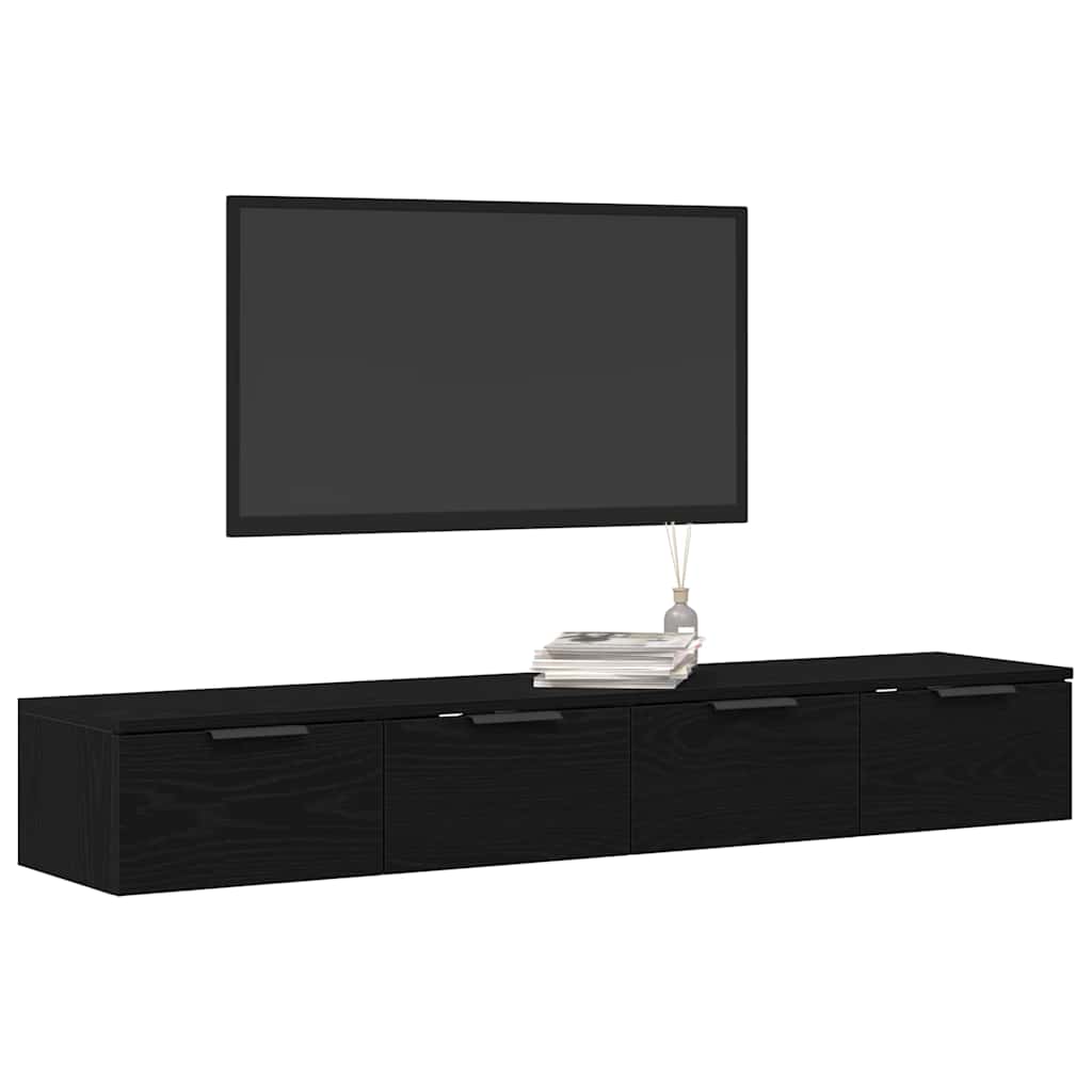 Mobile a muro con cassetto 2 pcs Rovere Nero 68 x 30 x 20 cm | homemem39