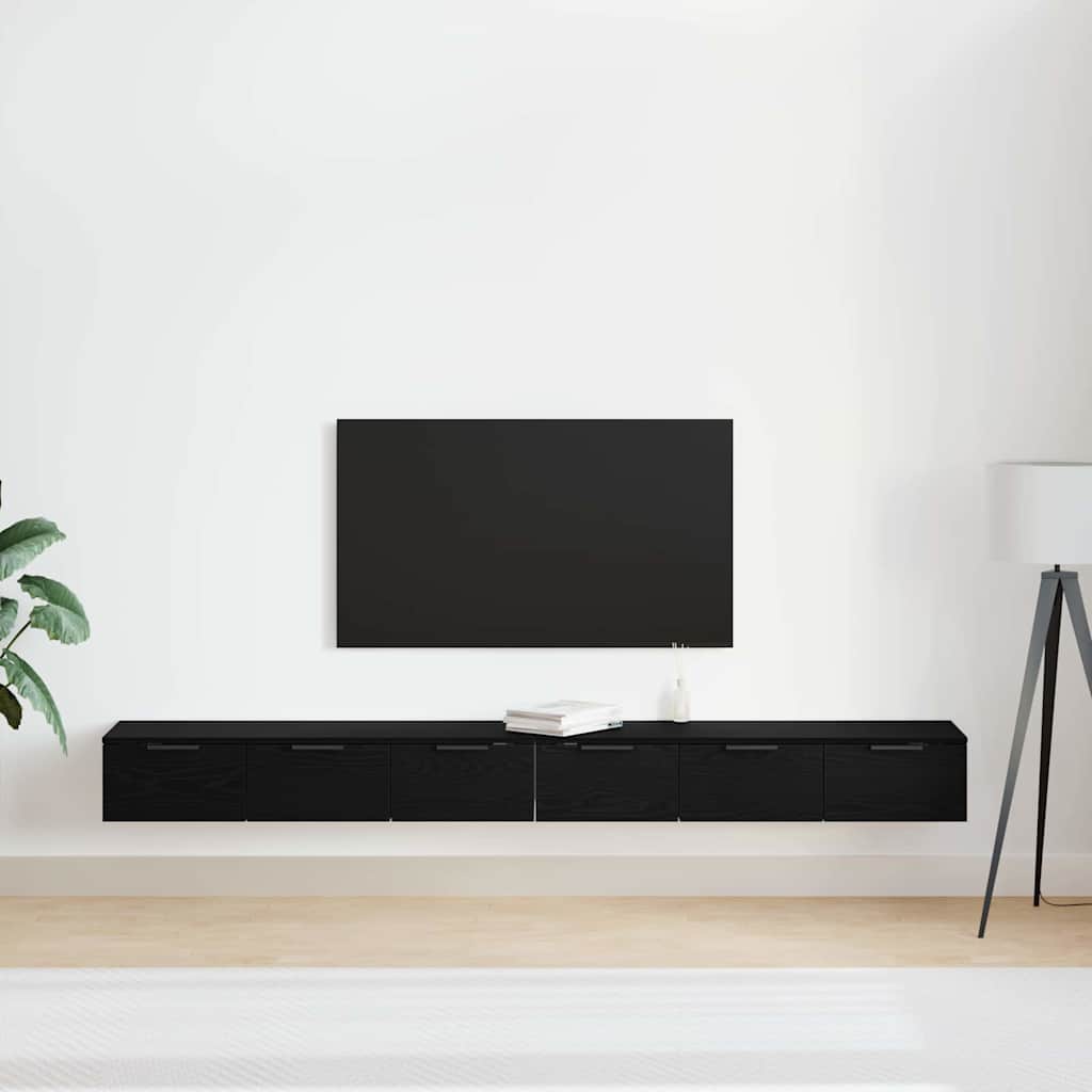 Mobile a muro con cassetto 2 pcs Rovere Nero 102 x 30 x 20 cm | homemem39