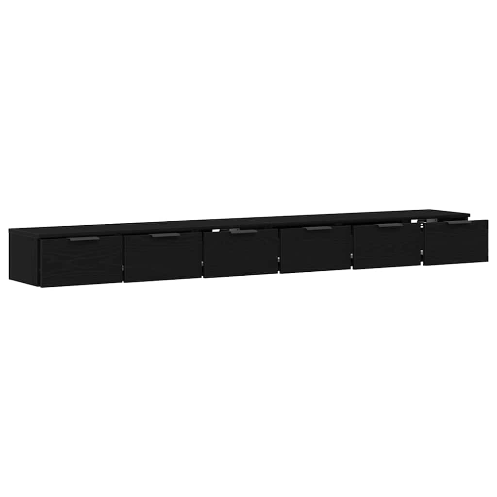 Mobile a muro con cassetto 2 pcs Rovere Nero 102 x 30 x 20 cm | homemem39