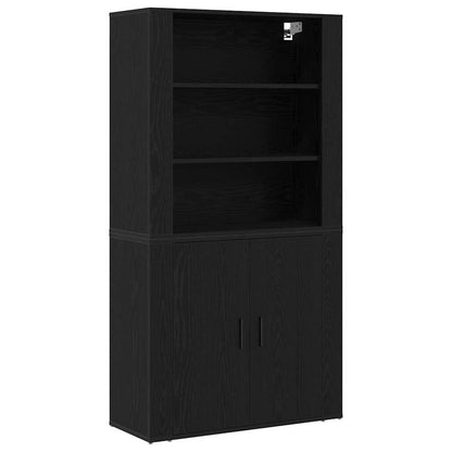 Credenza Rovere Nero 80 x 33 x 150 cm Legno multistrato | homemem39