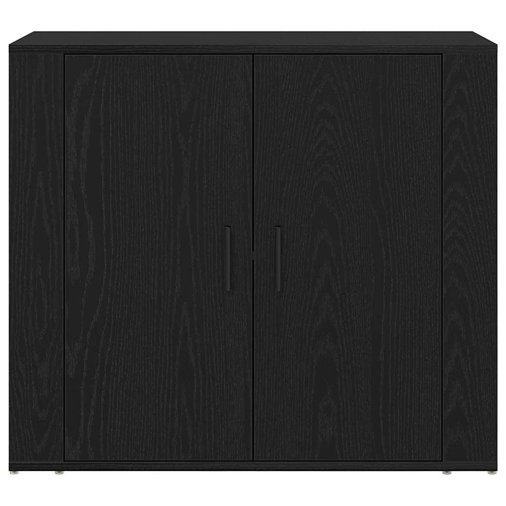 Credenza Rovere Nero 80 x 33 x 150 cm Legno multistrato | homemem39