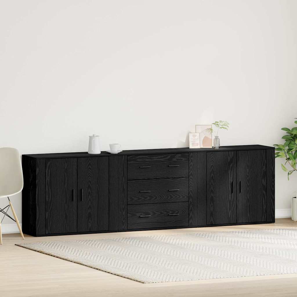 Sideboard Rovere nero 240 x 33 x 70 cm Legno multistrato - homemem39