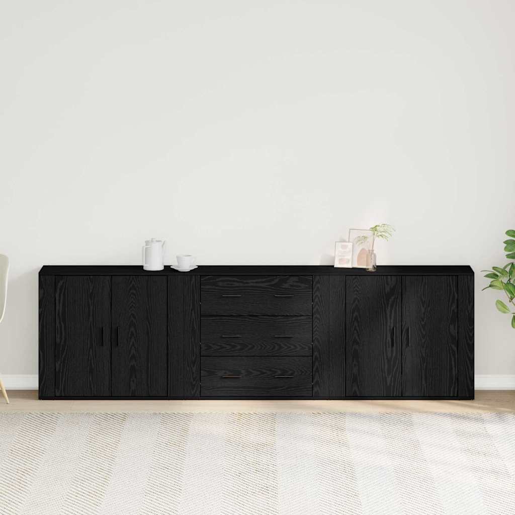 Sideboard Rovere nero 240 x 33 x 70 cm Legno multistrato - homemem39