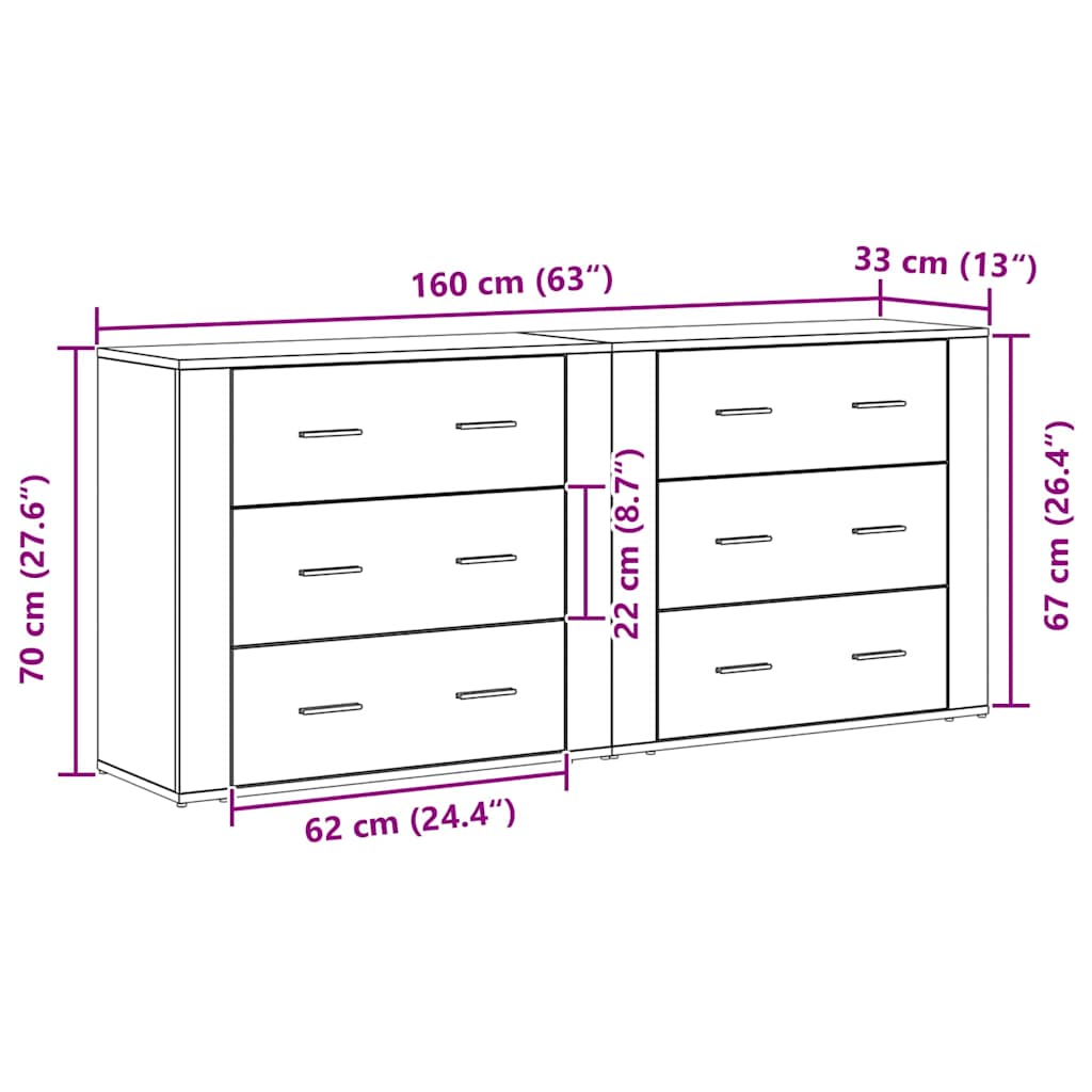 Credenza Rovere Nero 160 x 33 x 70 cm Legno multistrato | homemem39