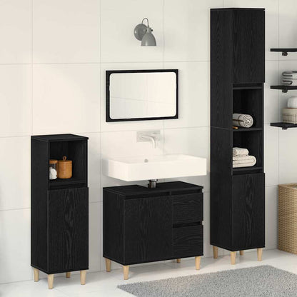 Set di mobili per il bagno Montaggio a parete 3 pcs Rovere Nero | homemem39