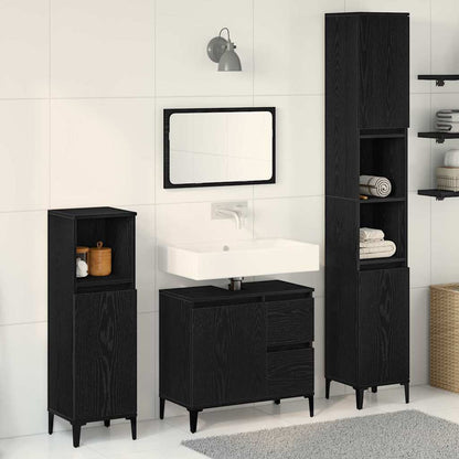 Set di mobili per il bagno Montaggio a parete 3 pcs Rovere Nero | homemem39
