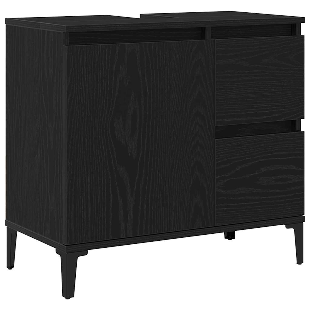 Set di mobili per il bagno Montaggio a parete 3 pcs Rovere Nero | homemem39
