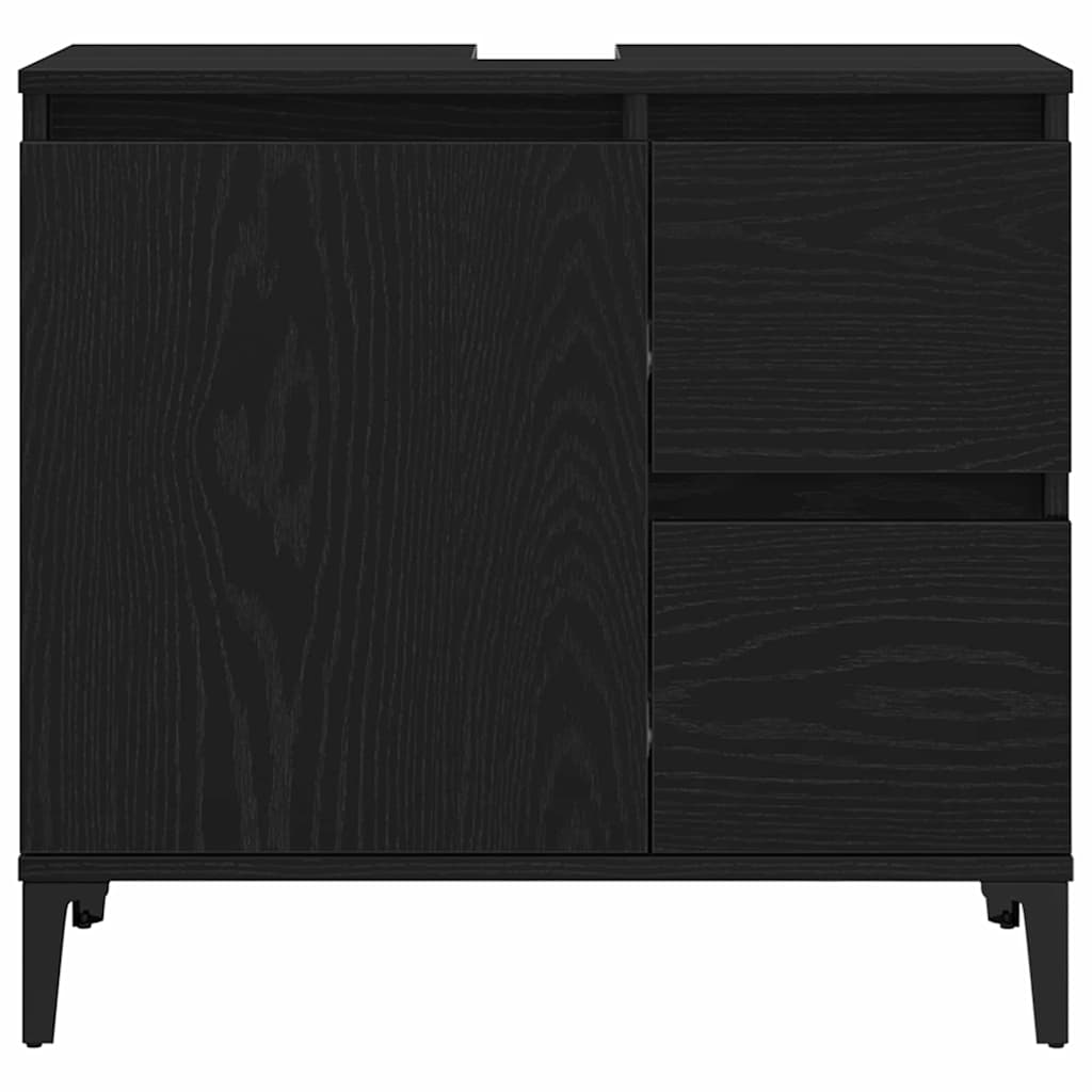Set di mobili per il bagno Montaggio a parete 3 pcs Rovere Nero | homemem39