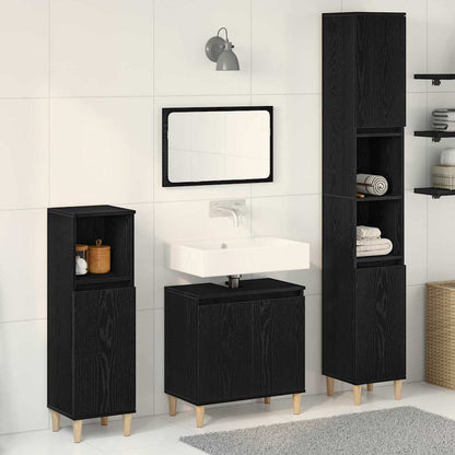 Set di mobili per il bagno Montaggio a parete 3 pcs Rovere Nero | homemem39