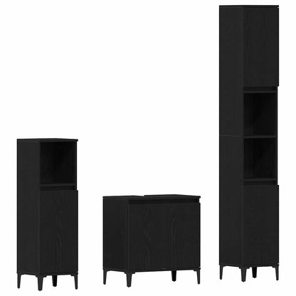 Set di mobili per il bagno Montaggio a parete 3 pcs Rovere Nero