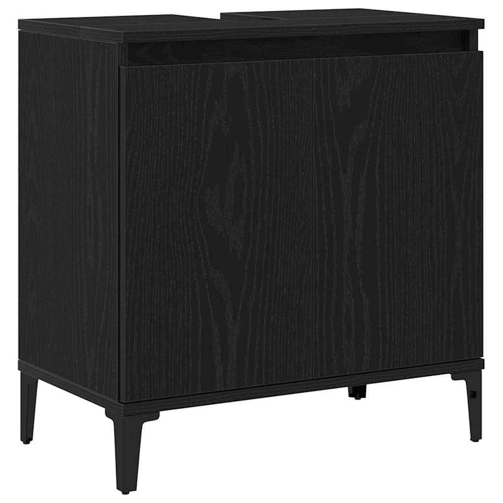 Set di mobili per il bagno Montaggio a parete 3 pcs Rovere Nero | homemem39